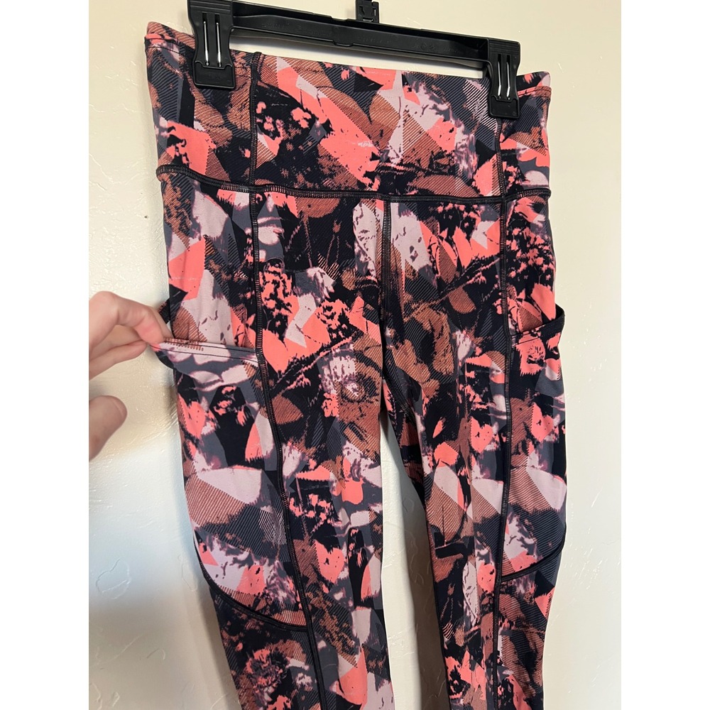 Lululemon Speed Up Tight 25 Coral Black Abstract Print Leggings Womens Size 4 - Picture 3 of 6